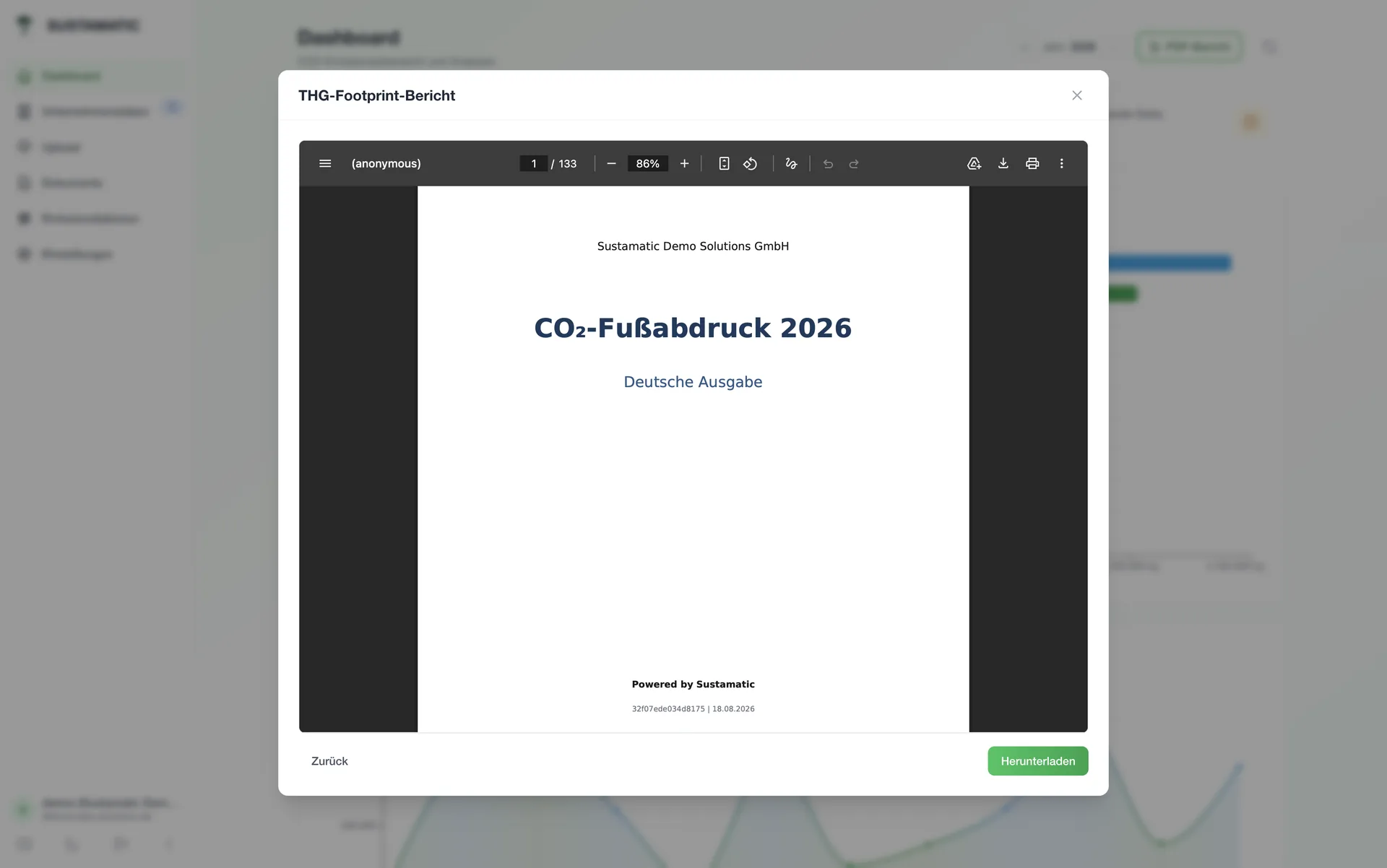 Sustamatic THG-Footprint-Bericht bereit zum Download